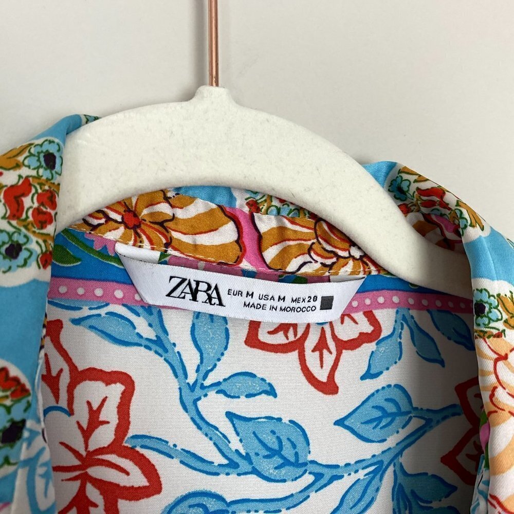 Zara Patchwork Printed Button Up Shirt Long Sleev… - image 6